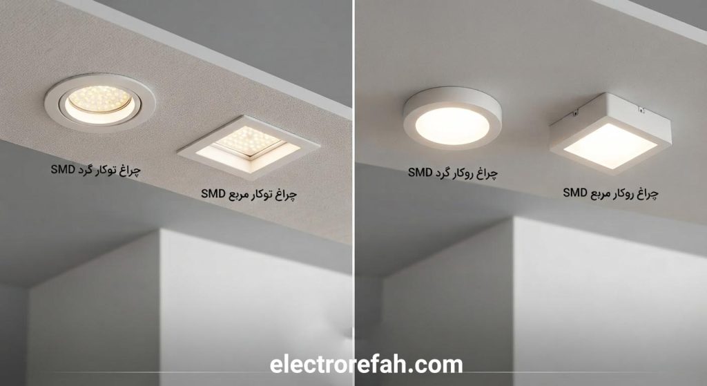 چراغ‌های توکار و روکار SMD